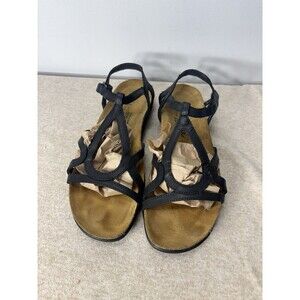Naot Women’s Dorith Strappy Slingback Sandals Flat Comfort Black Leather Sz 40 9